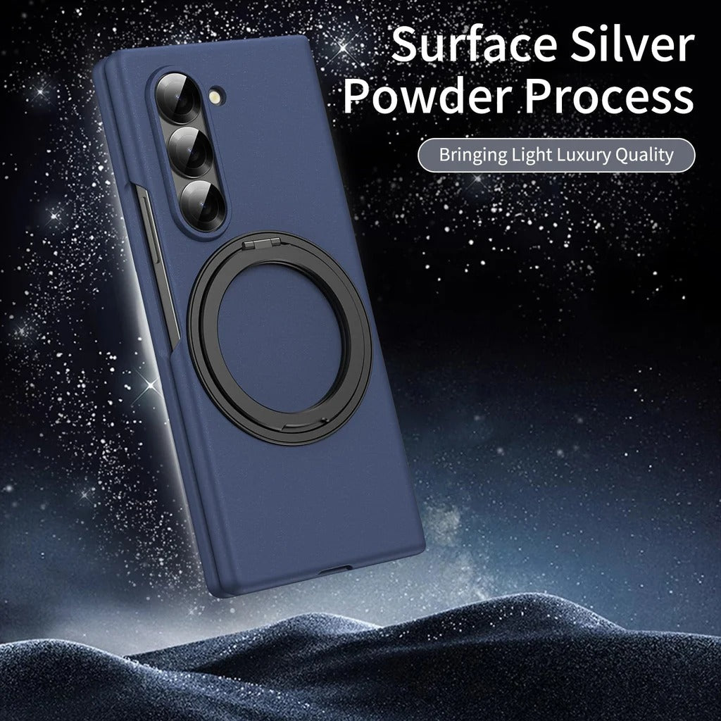 Samsung Galaxy Z Fold 6 Thunderbolt Shockproof Case with 360 Metal Rotating Ring & Front Glass Protection