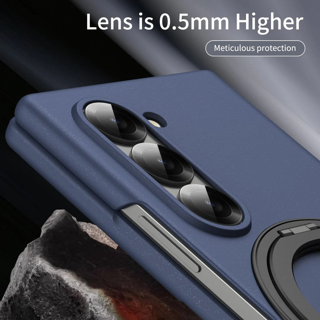 Samsung Galaxy Z Fold 6 Thunderbolt Shockproof Case with 360 Metal Rotating Ring & Front Glass Protection
