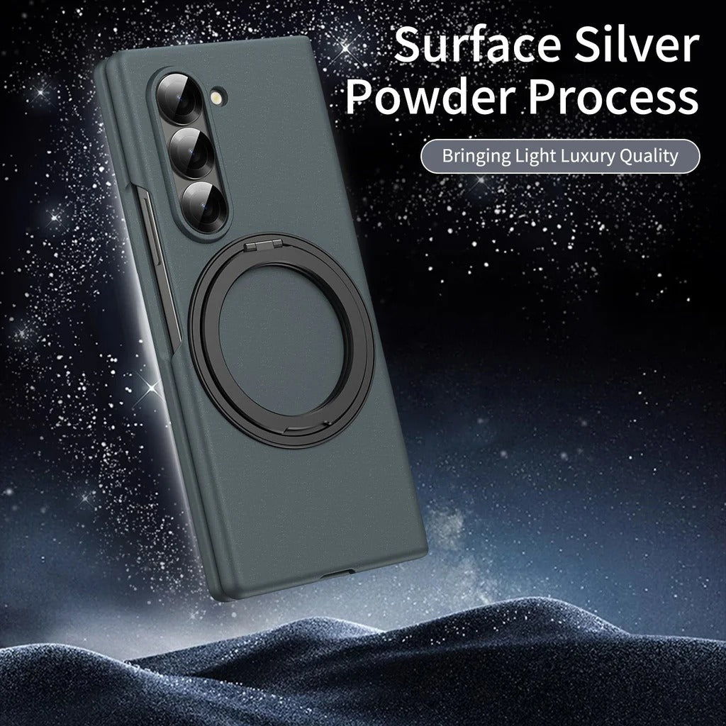 Samsung Galaxy Z Fold 6 Thunderbolt Shockproof Case with 360 Metal Rotating Ring & Front Glass Protection
