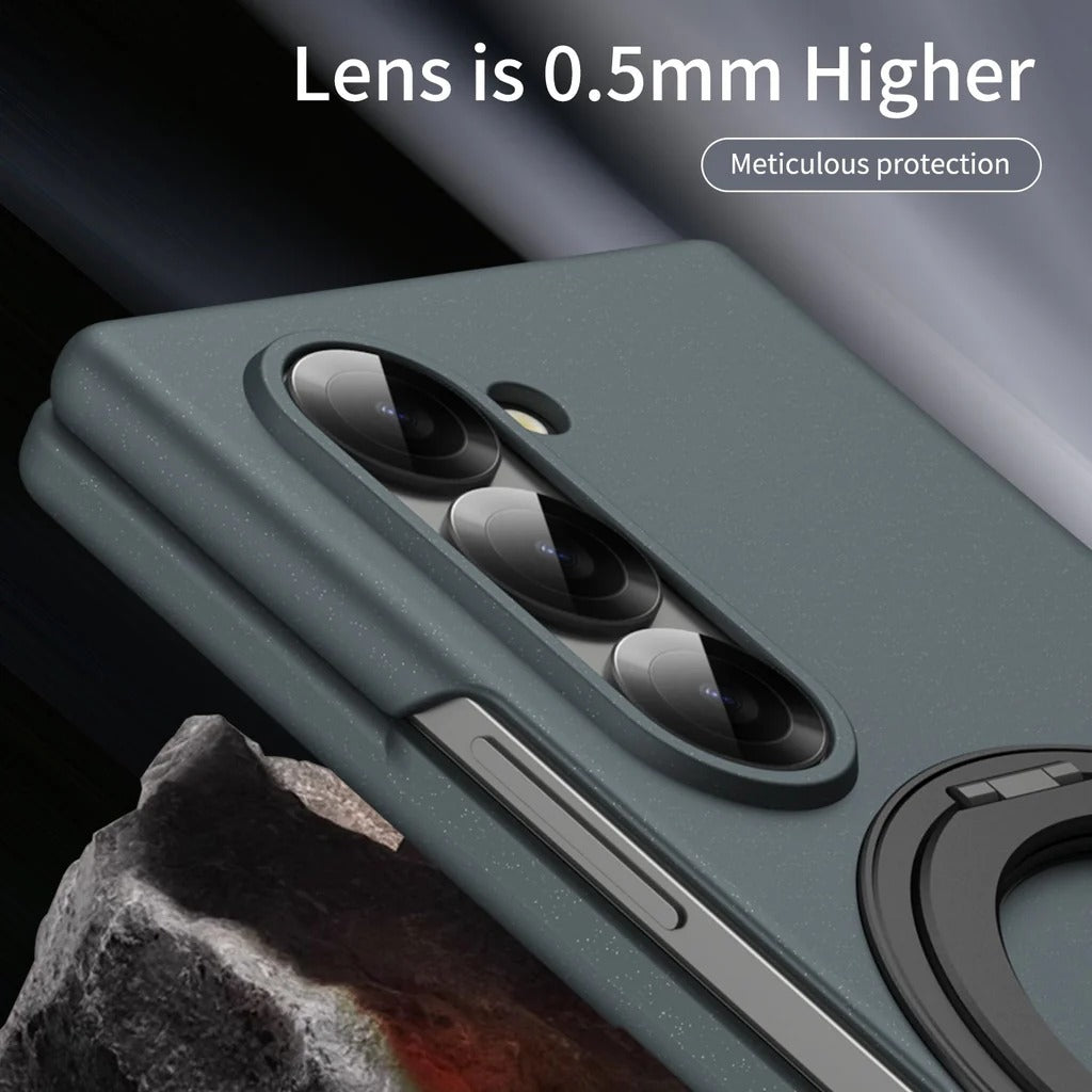 Samsung Galaxy Z Fold 6 Thunderbolt Shockproof Case with 360 Metal Rotating Ring & Front Glass Protection