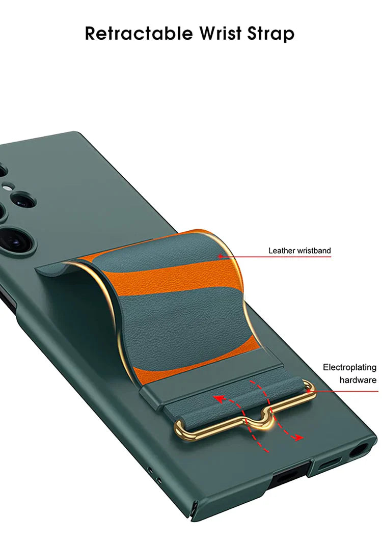 Samsung Galaxy S23 Ultra Slim Hard PC with Wrist Strap Band Holder Cover Green