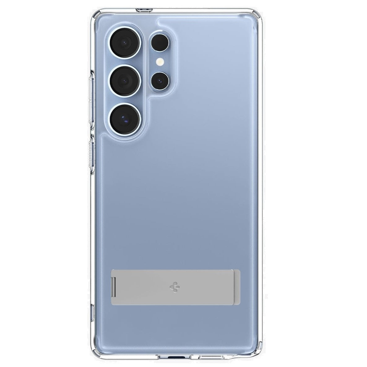 Samsung Galaxy S25 Ultra Shockproof Transparent Case with Metal Kickstand Holder - Clear