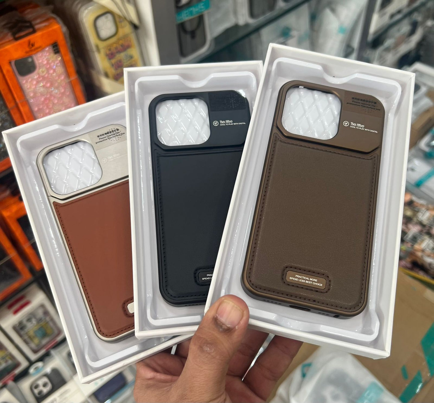 iPhone 16 Pro Max Aluminum & Leather Case with Fragrance Aroma - Black