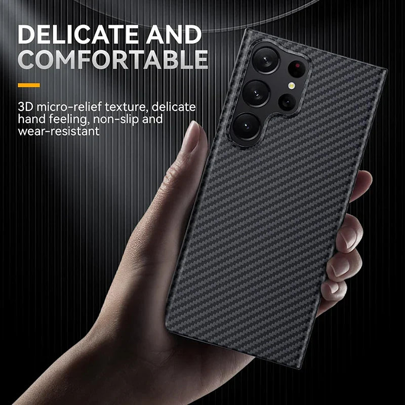 Samsung Galaxy S23 Ultra Piblue Carbon Fiber Aramid Kevilar Case - Black