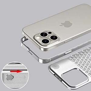 iPhone 15 Pro Metal Heat Dissipation Pure Aluminium Cooling Case with Aroma - Gray