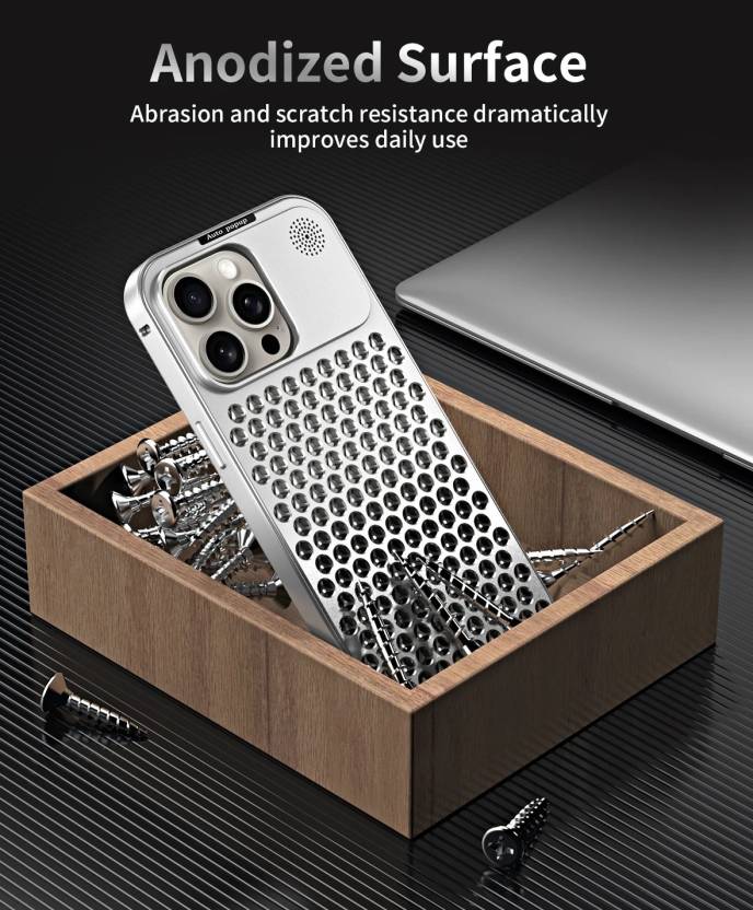 iPhone 15 Pro Max Metal Heat Dissipation Pure Aluminium Cooling Case with Aroma - Gray