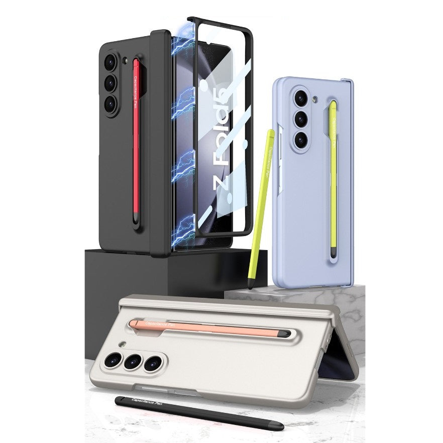Samsung Galaxy Z Fold 6 Slim PC Case with Magnetic Hinge Protection Metal Pen & Front Glass