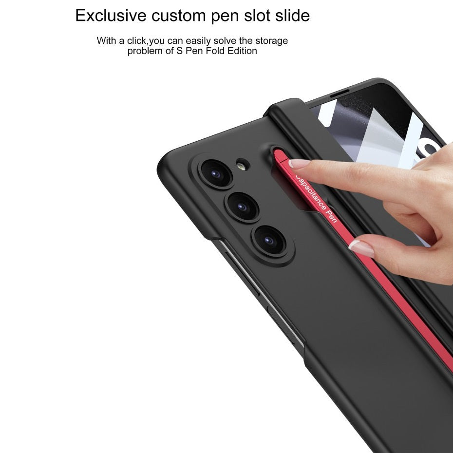 Samsung Galaxy Z Fold 6 Slim PC Case with Magnetic Hinge Protection Metal Pen & Front Glass
