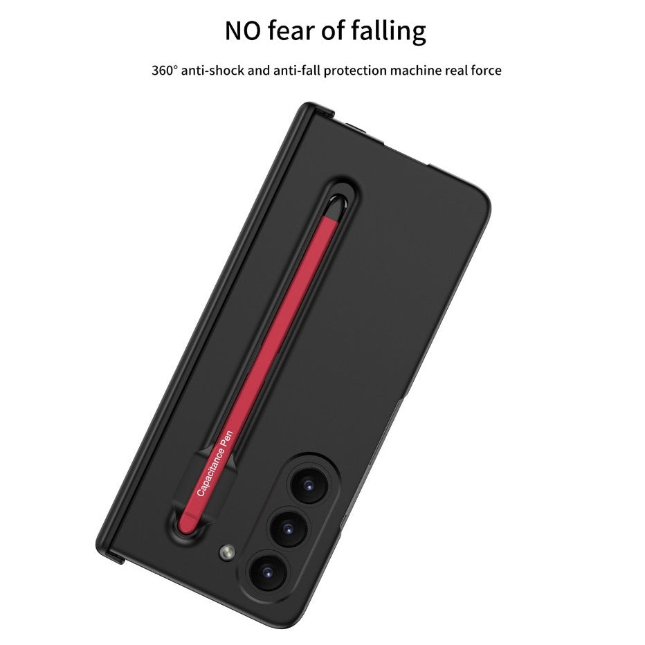 Samsung Galaxy Z Fold 6 Slim PC Case with Magnetic Hinge Protection Metal Pen & Front Glass