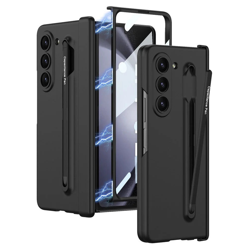 Samsung Galaxy Z Fold 6 Slim PC Case with Magnetic Hinge Protection Metal Pen & Front Glass