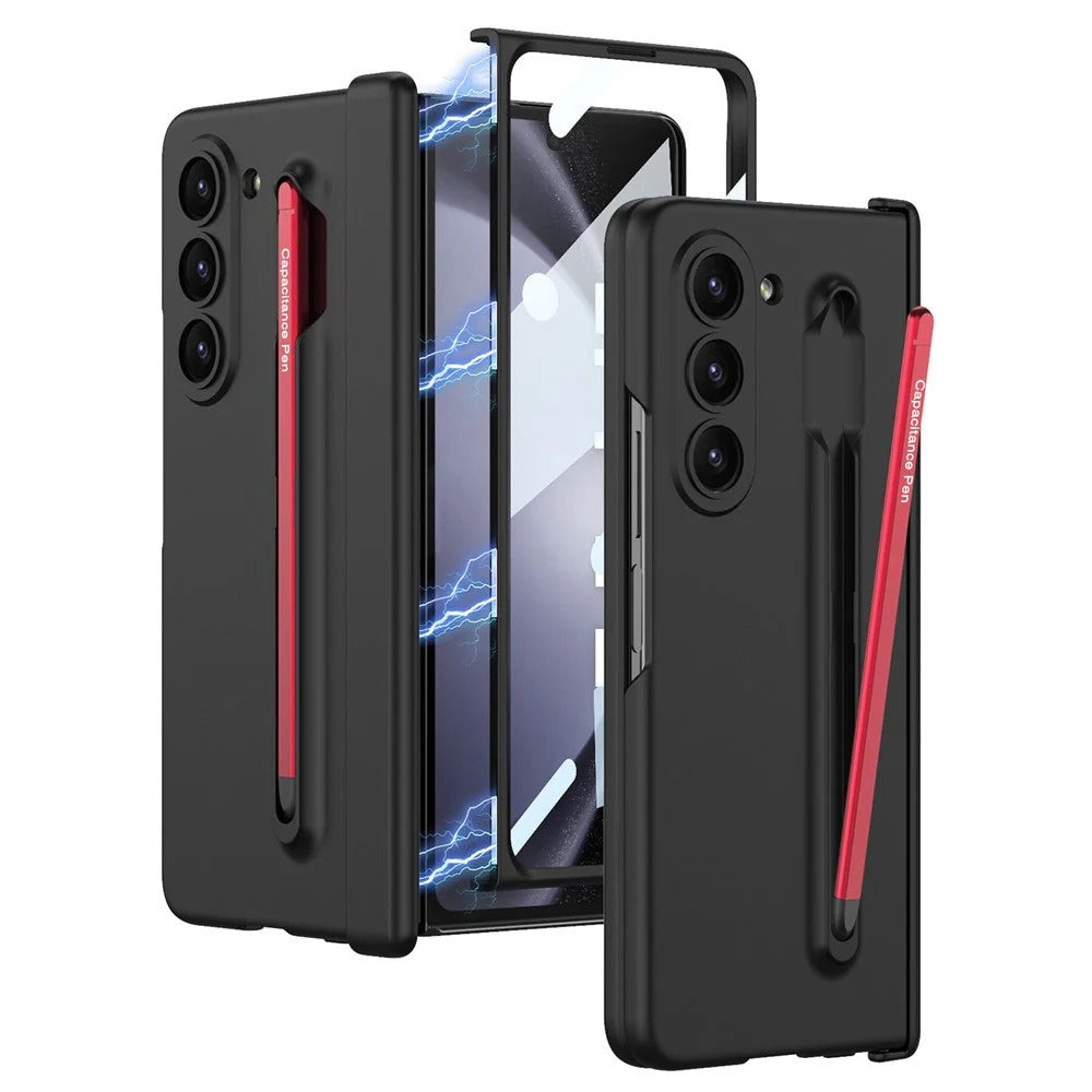 Samsung Galaxy Z Fold 6 Slim PC Case with Magnetic Hinge Protection Metal Pen & Front Glass