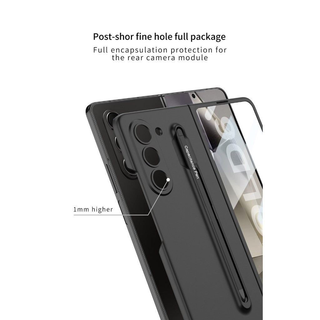 Samsung Galaxy Z Fold 6 Stylish Matte PC Case with Metal Pen & Front Glass