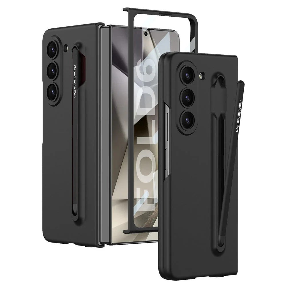 Samsung Galaxy Z Fold 6 Stylish Matte PC Case with Metal Pen & Front Glass