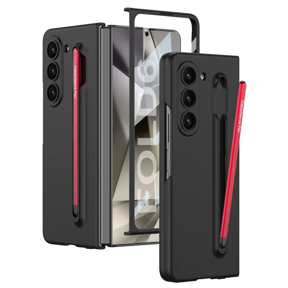 Samsung Galaxy Z Fold 6 Stylish Matte PC Case with Metal Pen & Front Glass