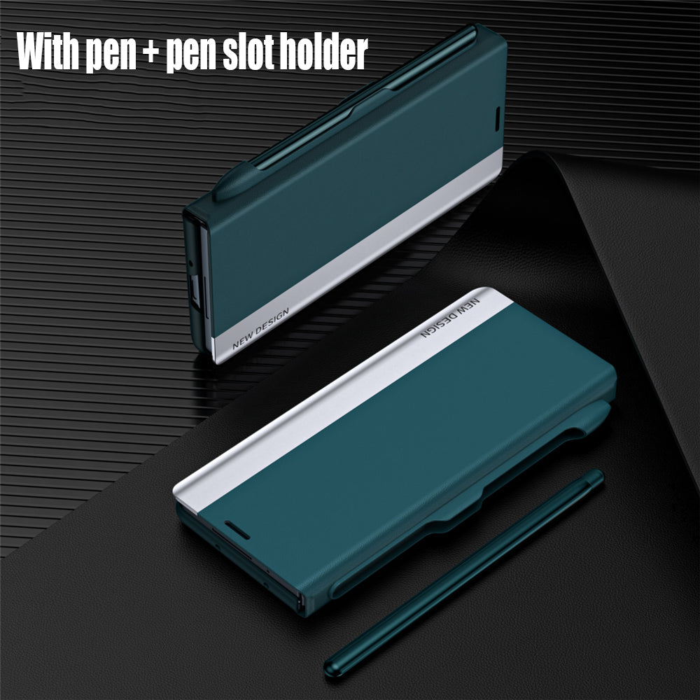 Samsung Galaxy Z Fold 6 Leather Flip Case With Stylus & S Pen Holder