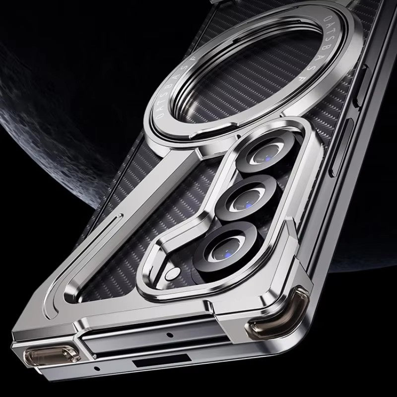Samsung Galaxy Z Fold 6 Frameless Z Shape Metal Case with Built-in Magsafe & 360° Rotation Ring