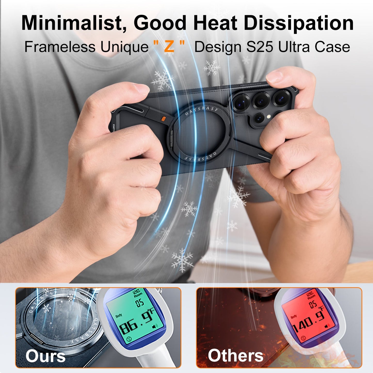 Samsung Galaxy S25 Ultra Z Shape Metal Bumper Case with Magsafe & 360° Rotatable Kickstand - Desert
