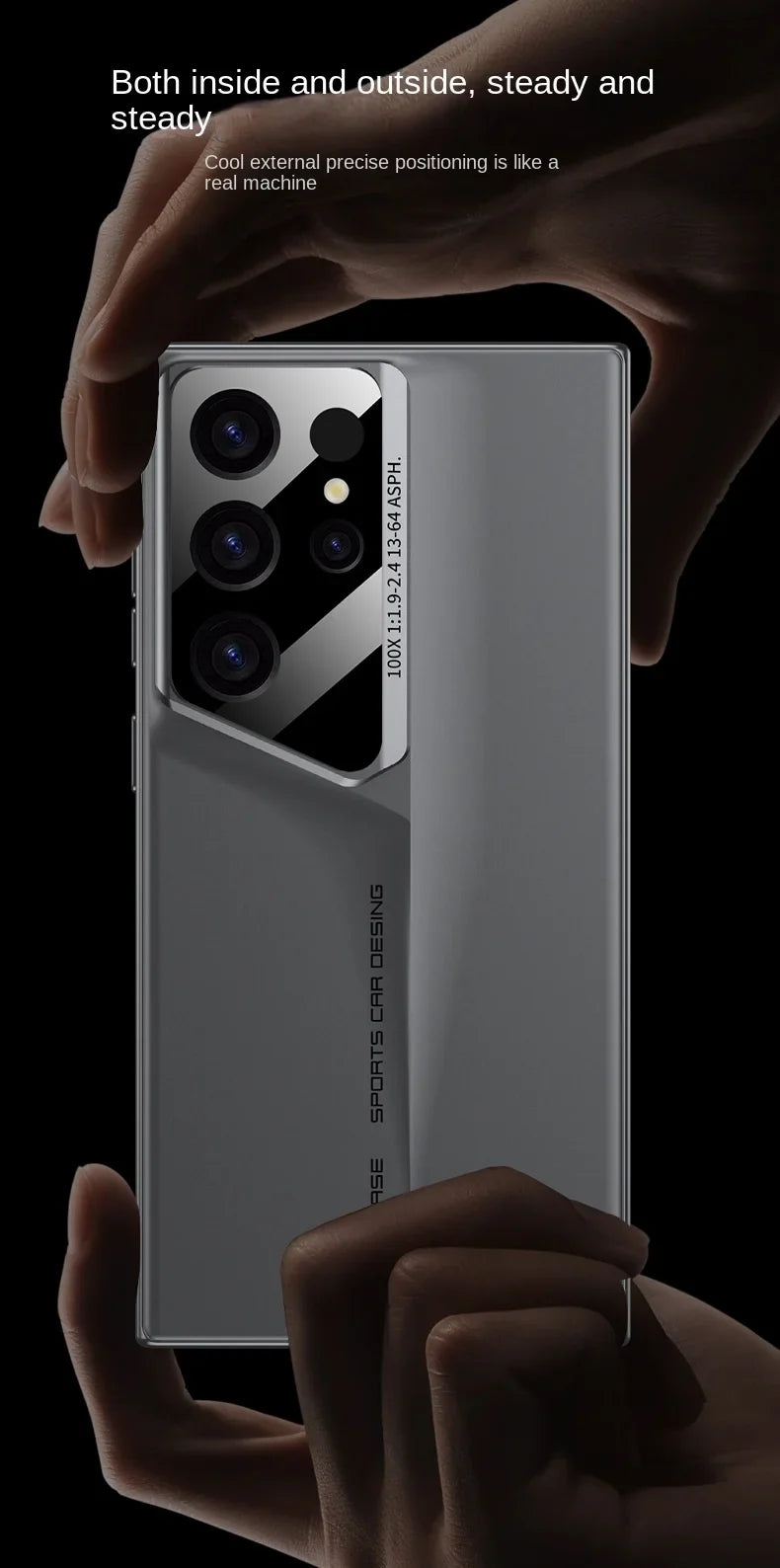 Samsung Galaxt S23 Ultra Super Blade Luxury Slim Car Case with Camera Glass Finish - Black