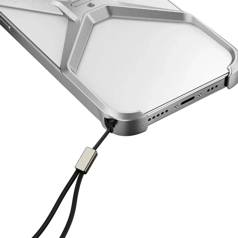 iPhone 16 Pro Max Metal Alloy X Shape Bumper Case - Gray