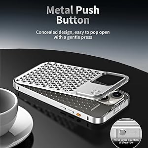 iPhone 15 Pro Metal Heat Dissipation Pure Aluminium Cooling Case with Aroma - Black