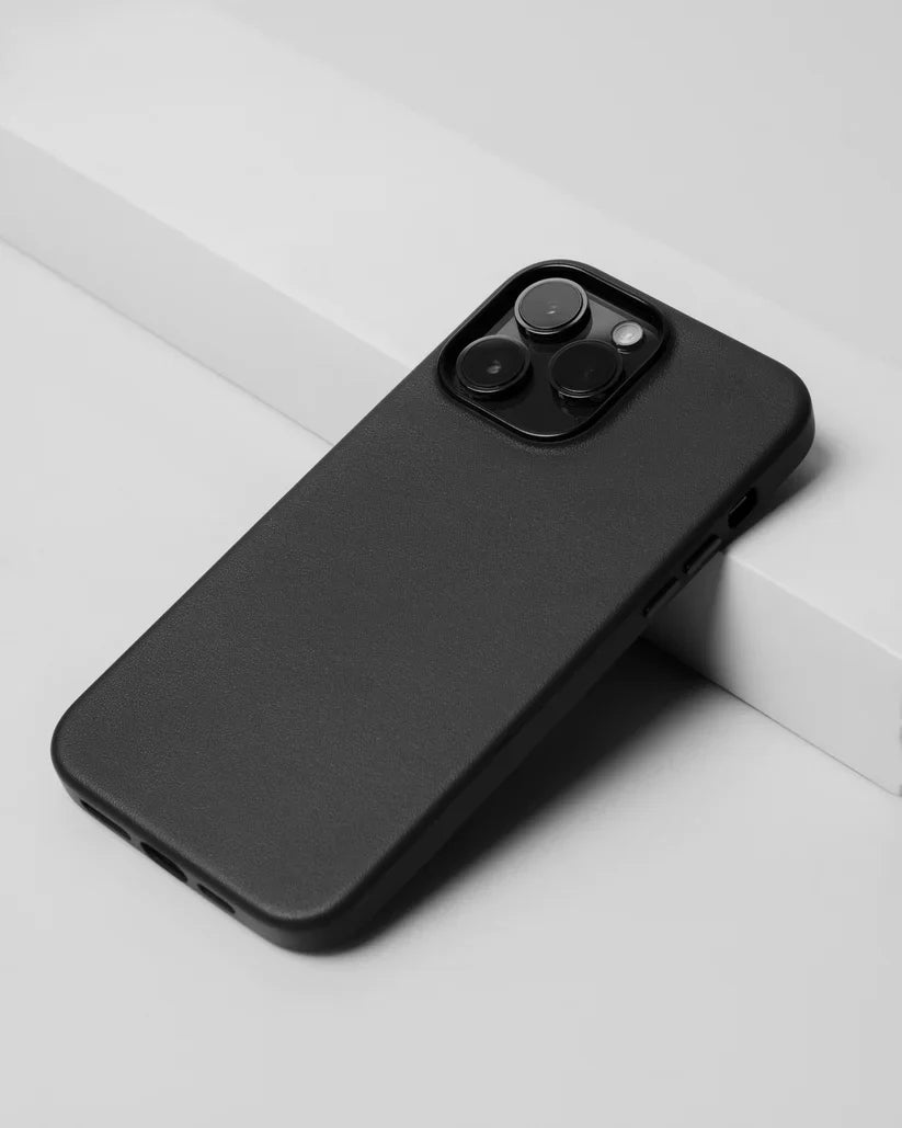 iPhone 15 Pro Max Leather Case Kdoo Classic Series Genuine Leather Case - Black