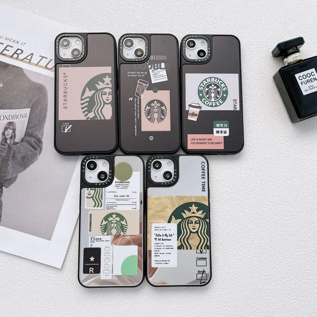 iPhone 13 Starbucks Reflective Mirror Case - Double