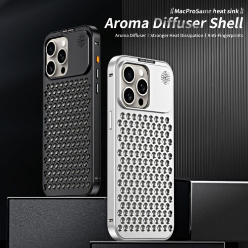 iPhone 15 Pro Metal Heat Dissipation Pure Aluminium Cooling Case with Aroma - Silver