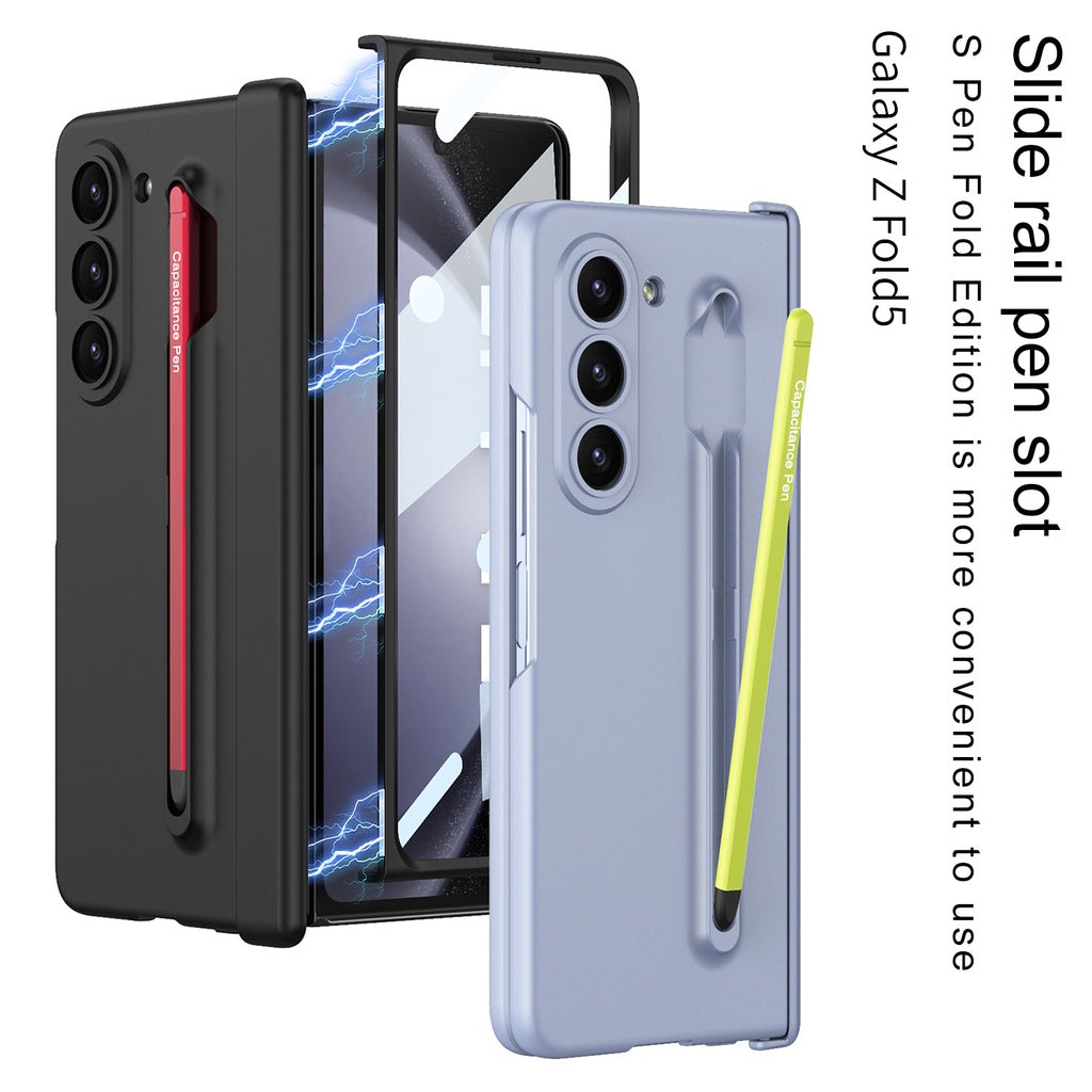 Samsung Galaxy Z Fold 5 Gkk S Pen Case with Glass Megnetic Front - Cream