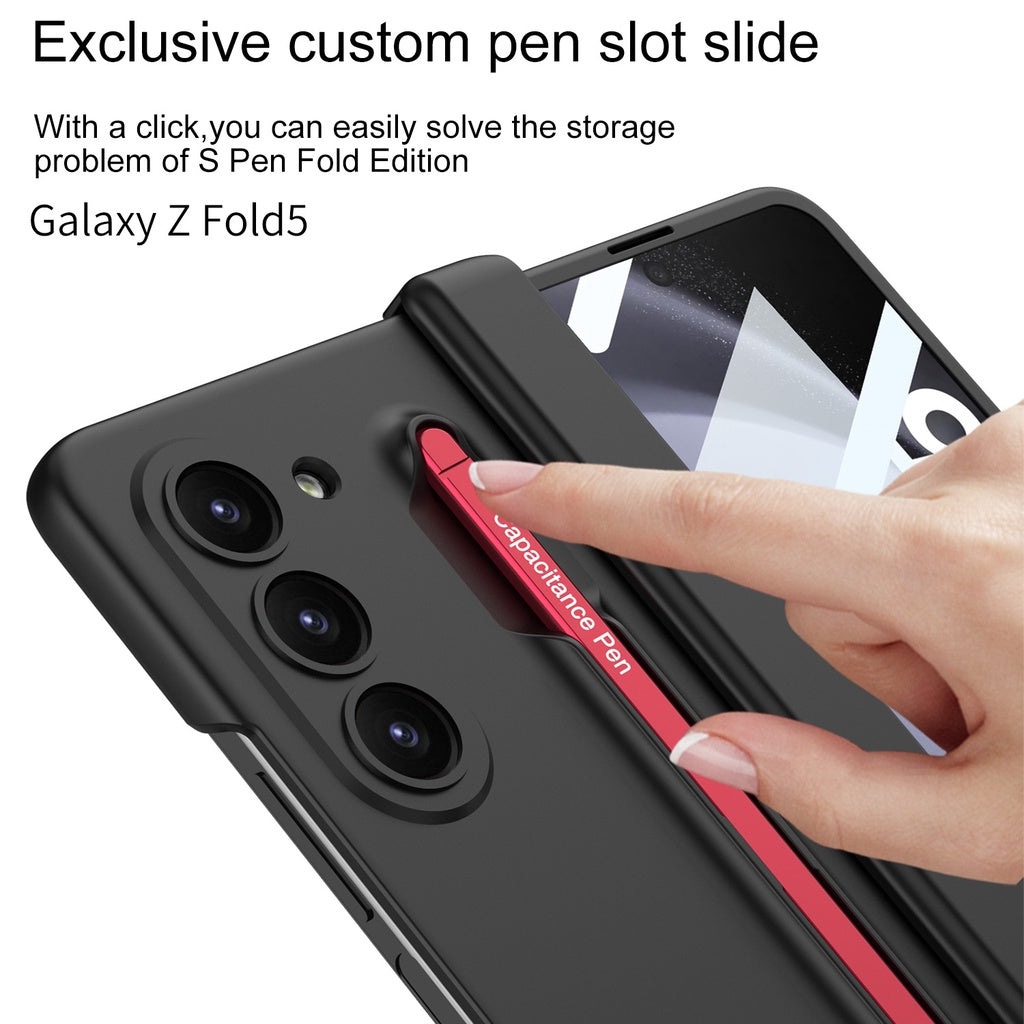 Samsung Galaxy Z Fold 5 Gkk S Pen Case with Glass Megnetic Front - Cream