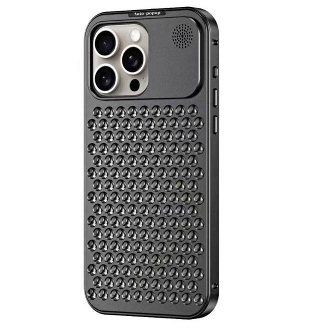 iPhone 15 Pro Metal Heat Dissipation Pure Aluminium Cooling Case with Aroma - Black