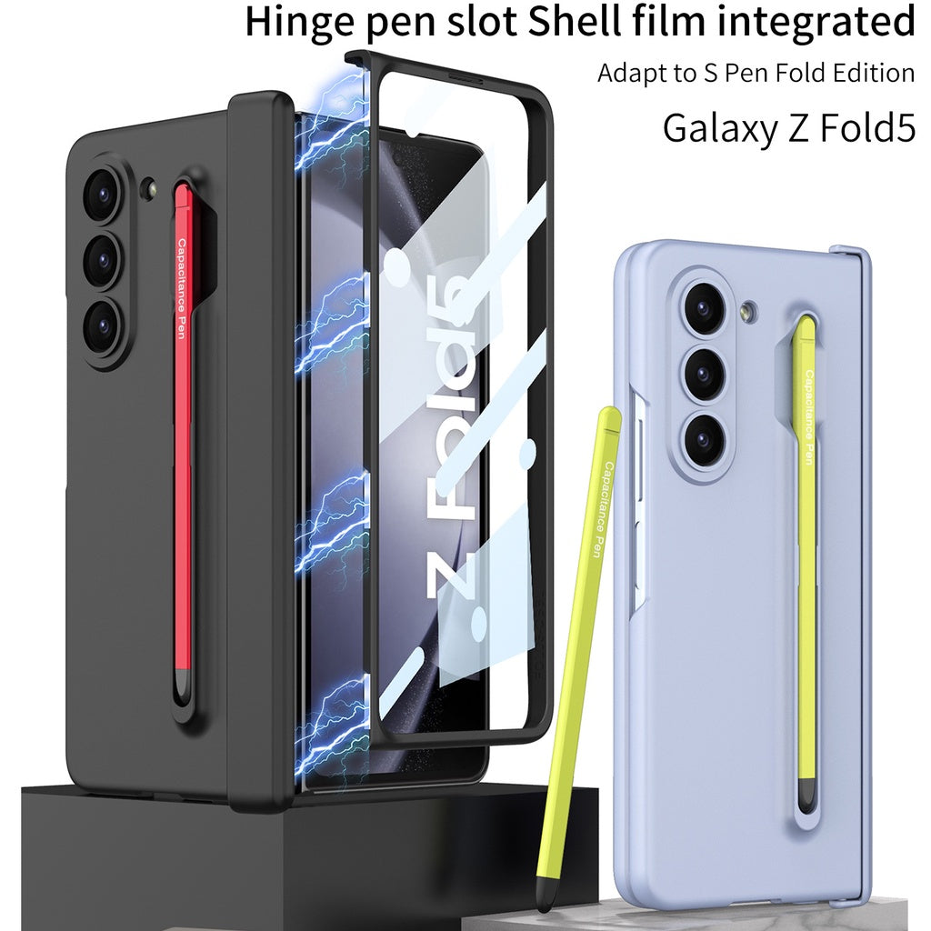 Samsung Galaxy Z Fold 5 Gkk S Pen Case with Glass Megnetic Front - Cream