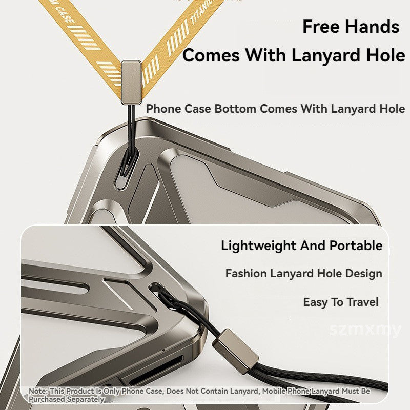 iPhone 15 Pro Titanium Alloy Mechanical Armor Hollow Heat Dissipation Shockproof Case - Titanium