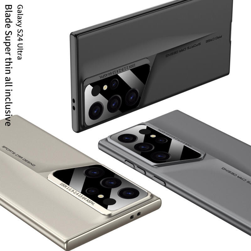 Samsung Galaxt S23 Ultra Super Blade Luxury Slim Car Case with Camera Glass Finish - Gray