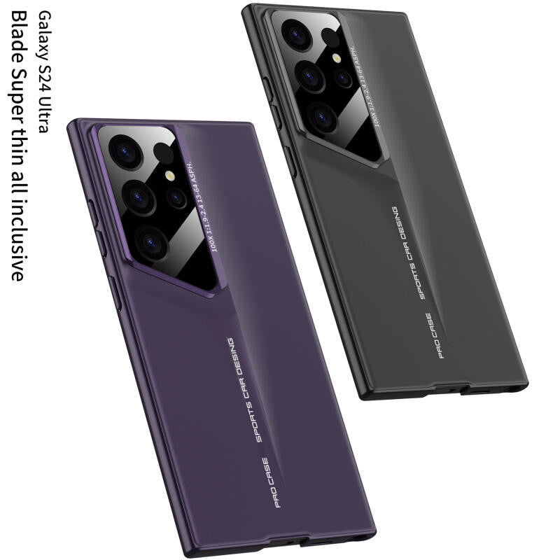 Samsung Galaxt S23 Ultra Super Blade Luxury Slim Car Case with Camera Glass Finish - Gray