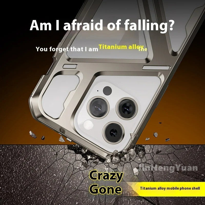iPhone 15 Pro Titanium Alloy Mechanical Armor Hollow Heat Dissipation Shockproof Case - Titanium