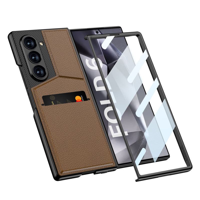 Samsung Z Fold 6 GKK Luxury Wallet Card Holder Stand Leather Case With Glass Protector