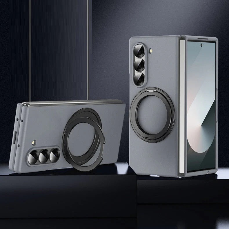 Samsung Galaxy Z Fold 6 Thunderbolt Shockproof Case with 360 Metal Rotating Ring & Front Glass Protection