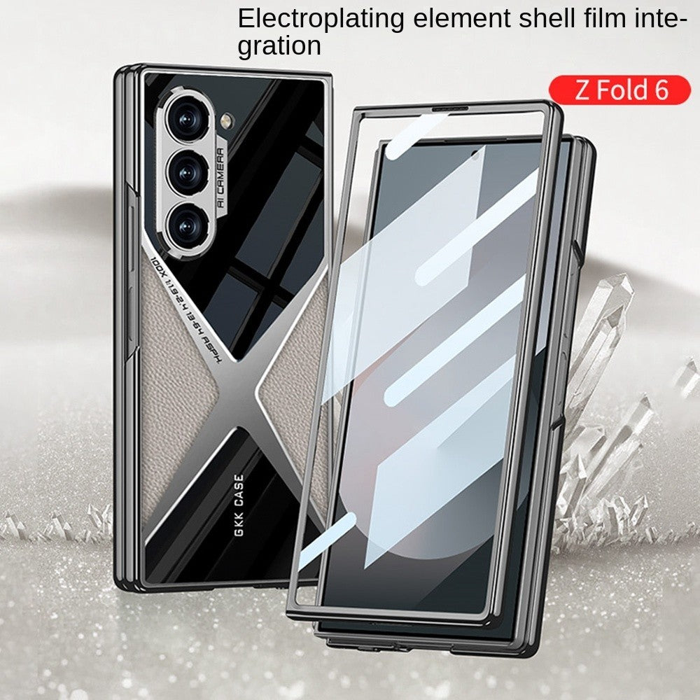 Samsung Galaxy Z Fold 6 GKK X Pattern Leather & Glass Back Cover with Front Glass