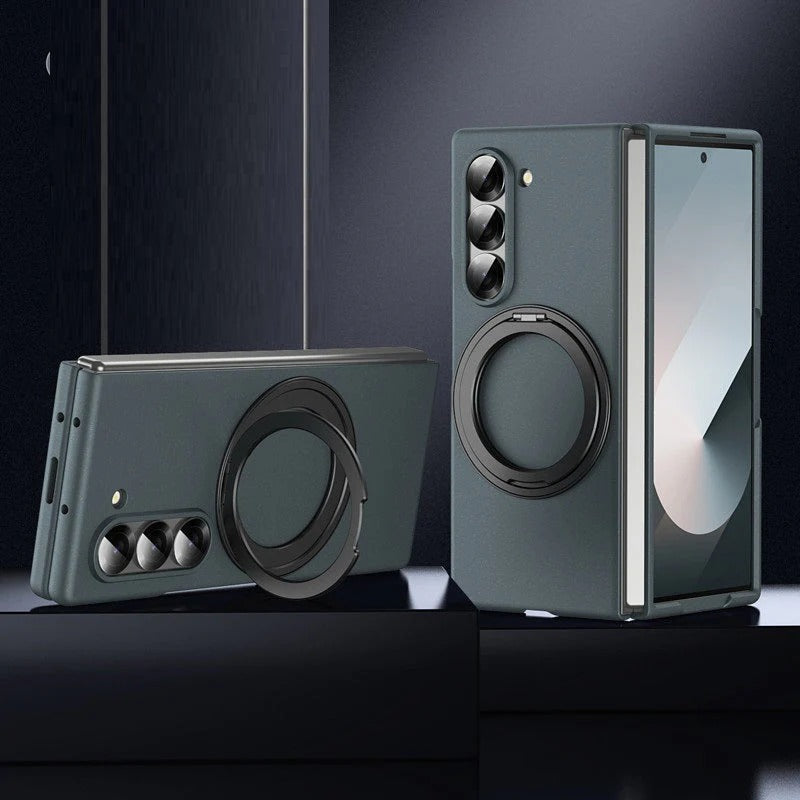 Samsung Galaxy Z Fold 6 Thunderbolt Shockproof Case with 360 Metal Rotating Ring & Front Glass Protection