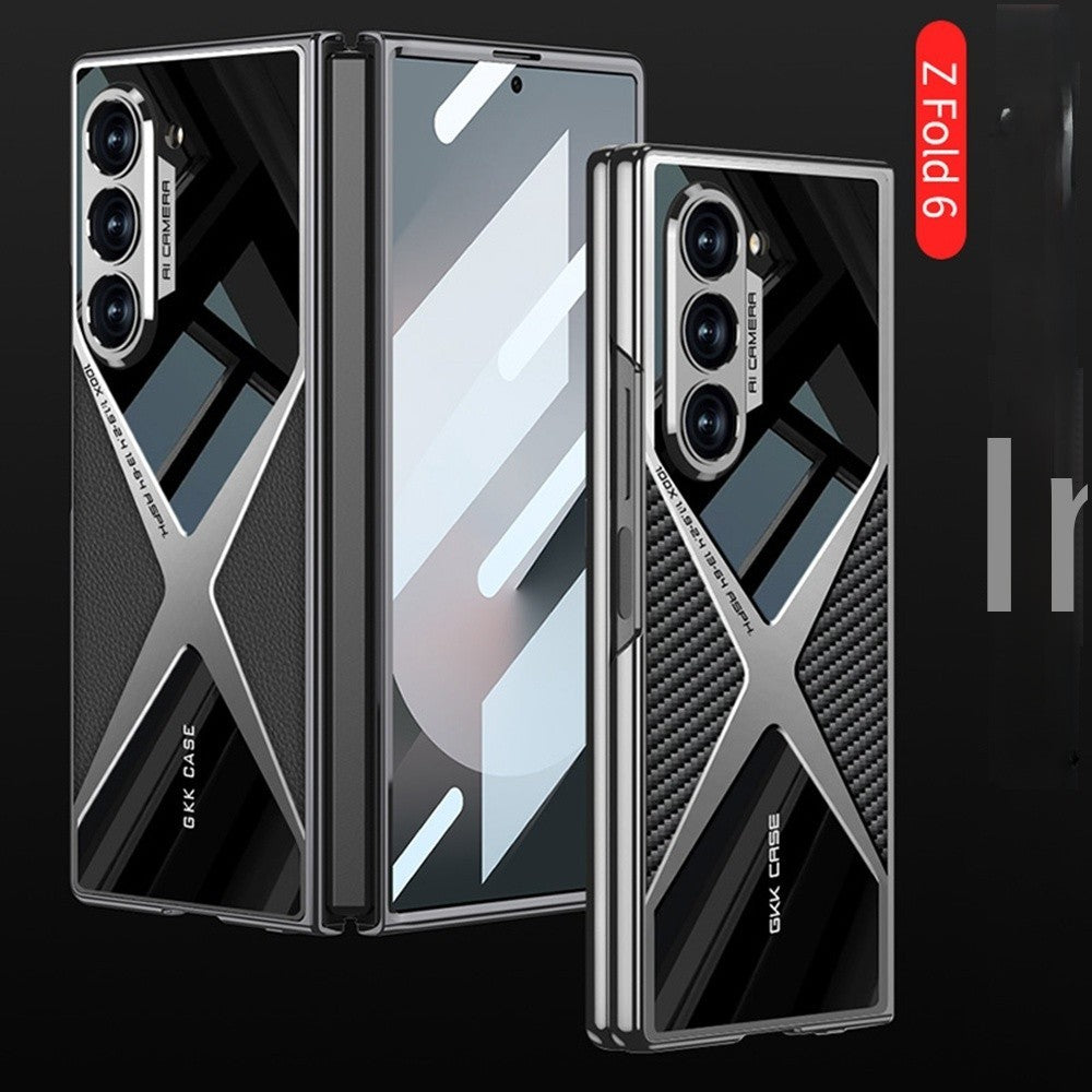 Samsung Galaxy Z Fold 6 GKK X Pattern Leather & Glass Back Cover with Front Glass
