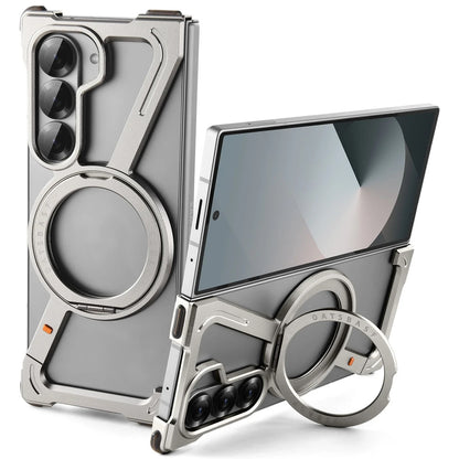 Samsung Galaxy Z Fold 6 Frameless Z Shape Metal Case with Built-in Magsafe & 360° Rotation Ring