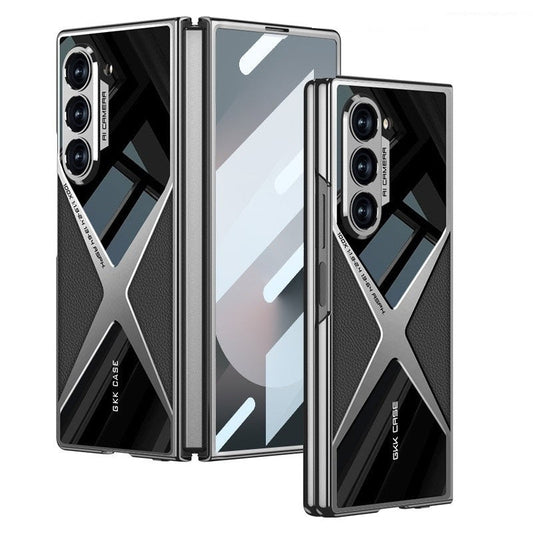 Samsung Galaxy Z Fold 6 GKK X Pattern Leather & Glass Back Cover with Front Glass