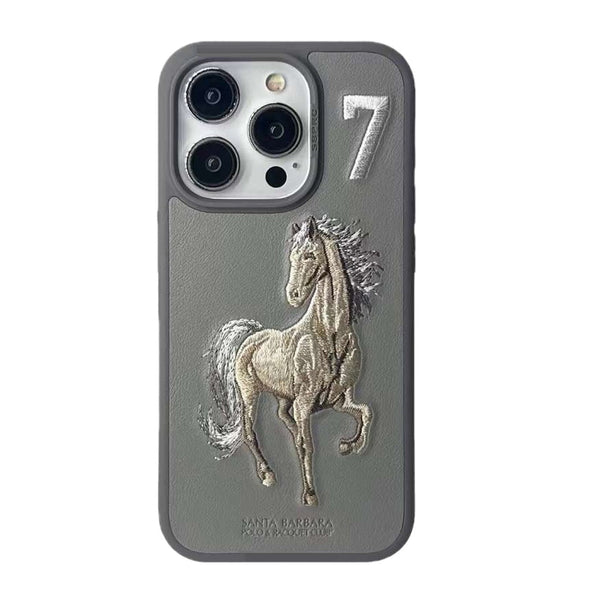 iPhone 15 Pro Max Santa Barbara Boris Horse Leather Case - Titanium