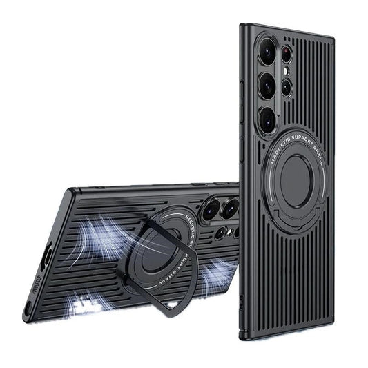 Samsung Galaxy S23 Ultra Magnetic Stand Hard Shell Cooling Case  -Black