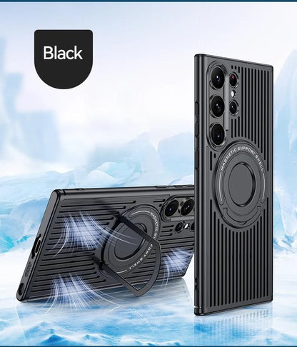 Samsung Galaxy S23 Ultra Magnetic Stand Hard Shell Cooling Case  -Black