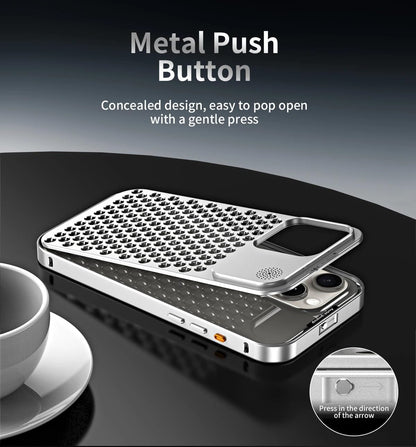 iPhone 15 Pro Metal Heat Dissipation Pure Aluminium Cooling Case with Aroma - Silver