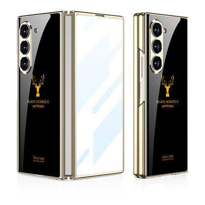 Samsung Galaxy Z Fold 6 GKK Luxury Gold & Glass Plating Deer Case without Front Glass