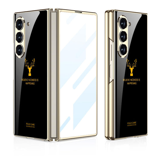 Samsung Galaxy Z Fold 6 GKK Luxury Gold & Glass Plating Deer Case without Front Glass