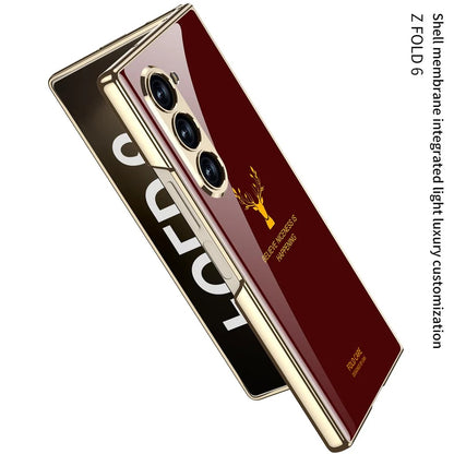 Samsung Galaxy Z Fold 6 GKK Luxury Gold & Glass Plating Deer Case without Front Glass