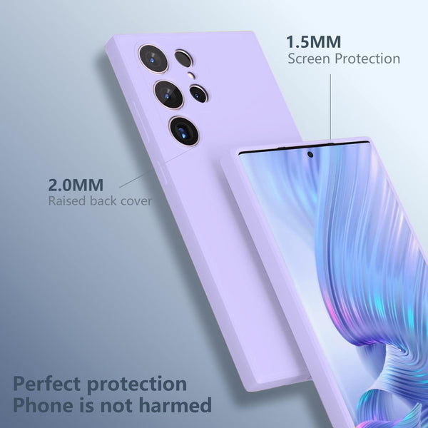 Samsung Galaxy S23 Ultra Liquid Silicon Case Inner Fabric with Logo-Purple